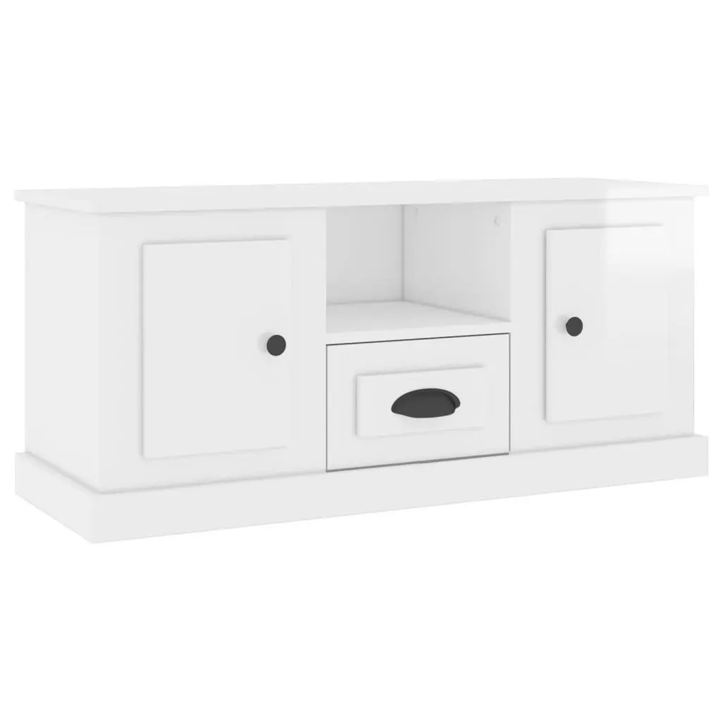 White High Gloss TV Cabinet Storage Unit Engineered Wood Modern Living Room