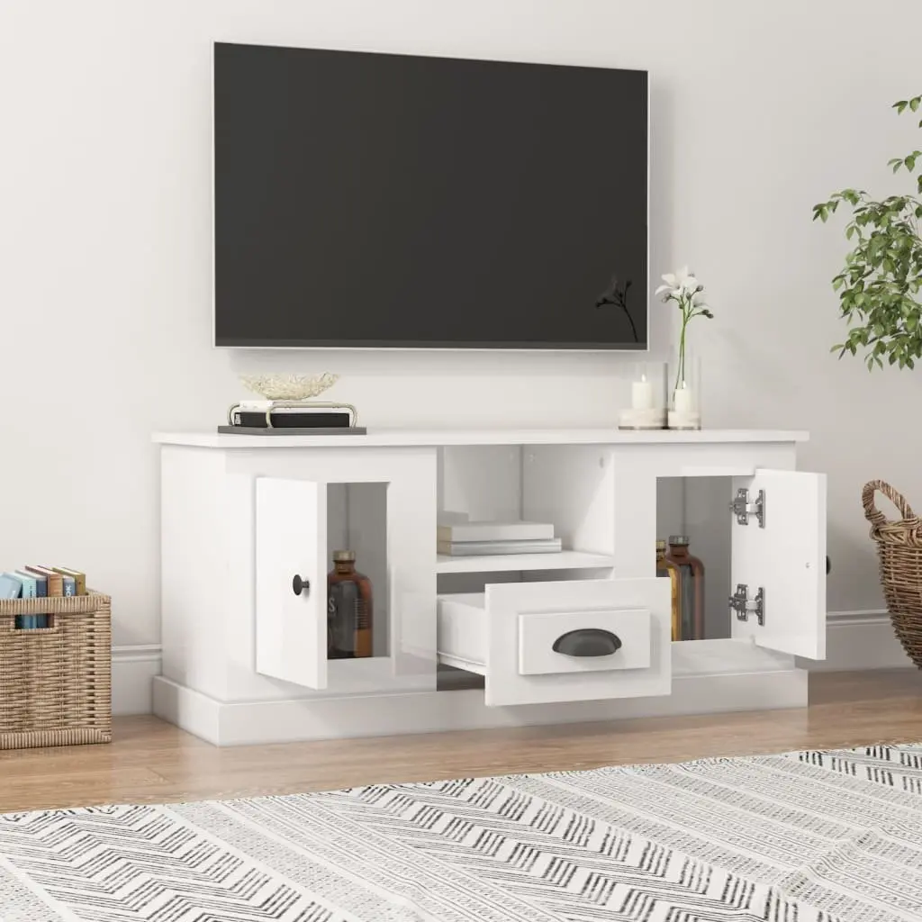 White High Gloss TV Cabinet Storage Unit Engineered Wood Modern Living Room