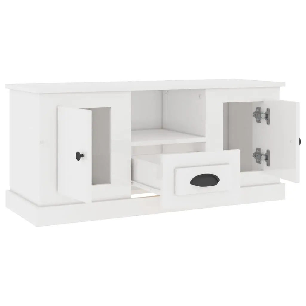 White High Gloss TV Cabinet Storage Unit Engineered Wood Modern Living Room