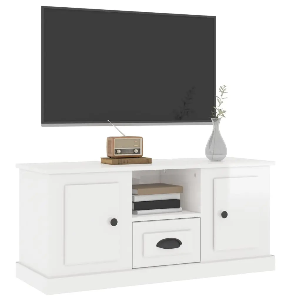 White High Gloss TV Cabinet Storage Unit Engineered Wood Modern Living Room