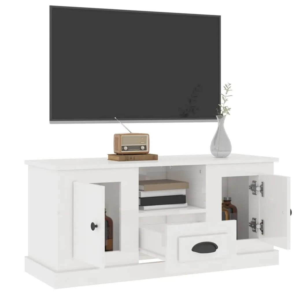 White High Gloss TV Cabinet Storage Unit Engineered Wood Modern Living Room