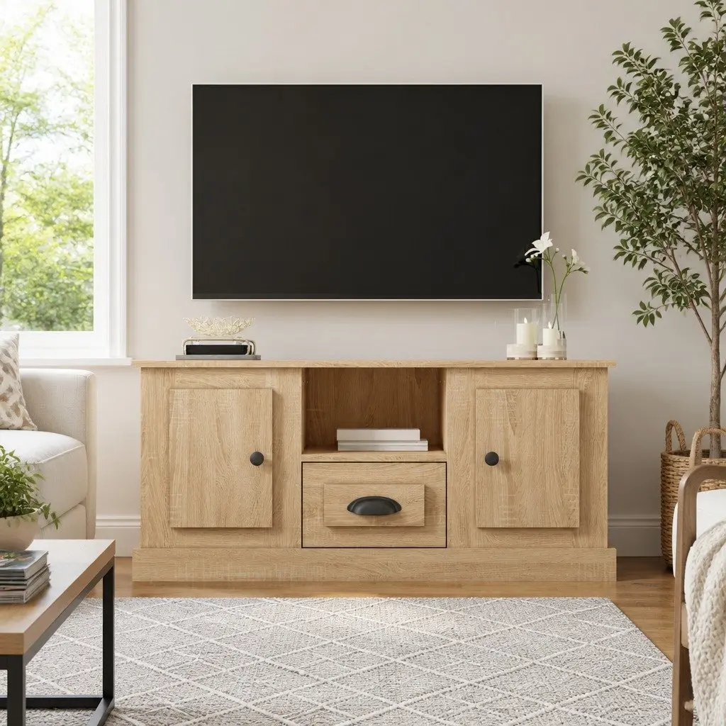 Sonoma Oak Engineered Wood TV Cabinet Storage Unit Brown 100x35.5x45cm