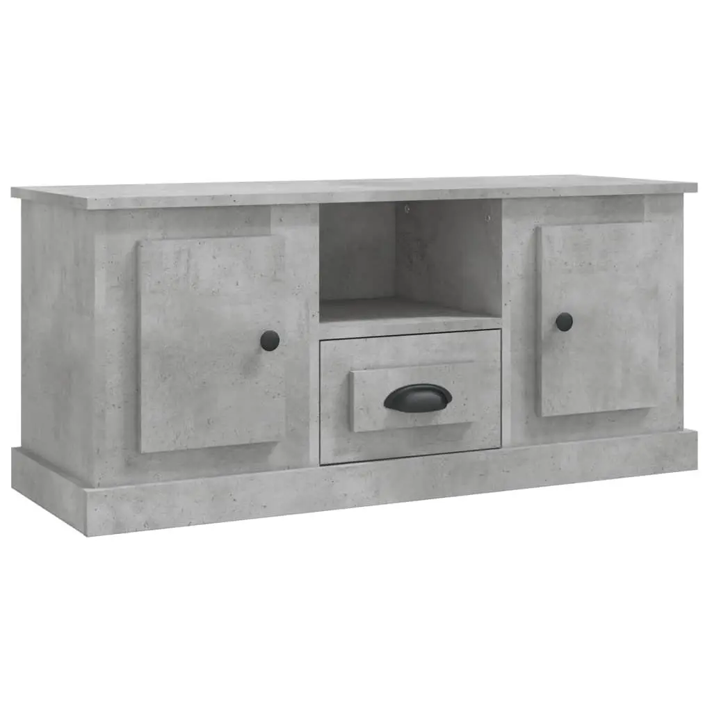 TV Cabinet Engineered Wood Grey Storage Unit with Shelves for Living Room