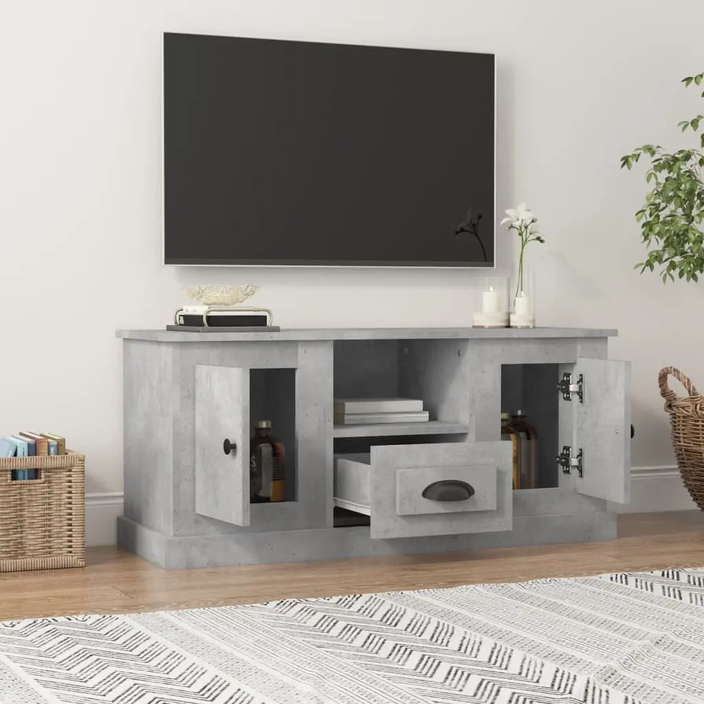 TV Cabinet Engineered Wood Grey Storage Unit with Shelves for Living Room