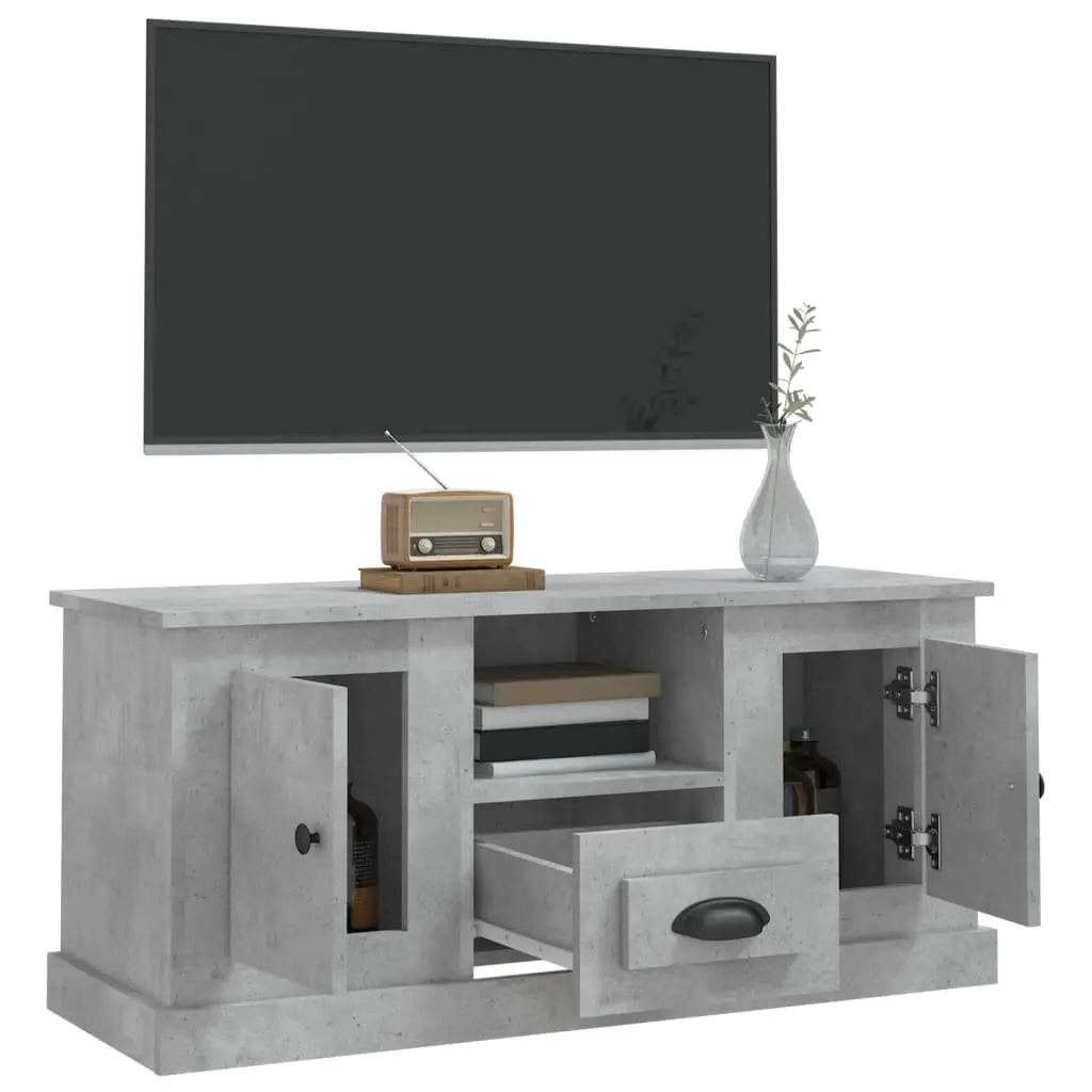 TV Cabinet Engineered Wood Grey Storage Unit with Shelves for Living Room