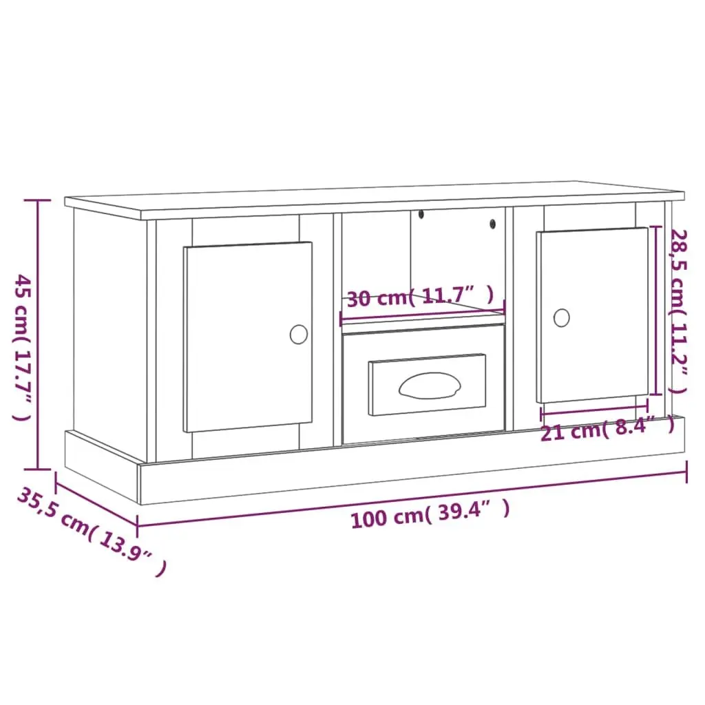 TV Cabinet Engineered Wood Grey Storage Unit with Shelves for Living Room