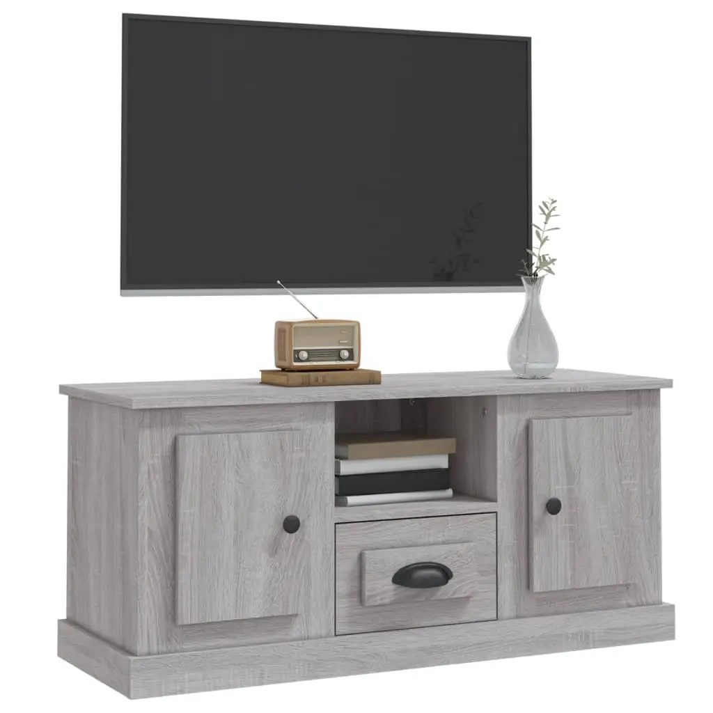 TV Cabinet Engineered Wood 100 x 35.5 x 45 cm Grey Storage Unit Living Room Display Stand