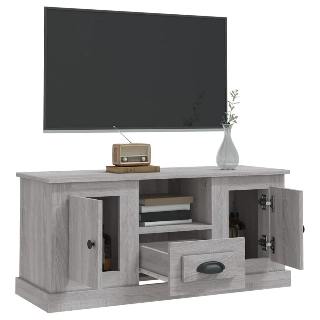 TV Cabinet Engineered Wood 100 x 35.5 x 45 cm Grey Storage Unit Living Room Display Stand