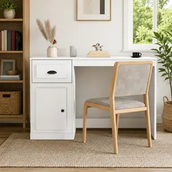 Functional White Desk for Home Office Use 115x50x75cm