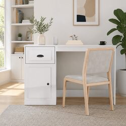 Practical White High Gloss Desk for Home Office