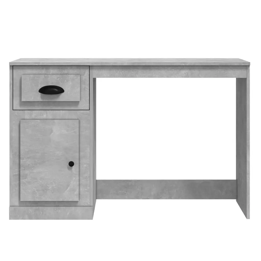 Office Desk Modern Study Table Engineered Wood Grey 115x50x75cm with Drawer and Storage Compartment
