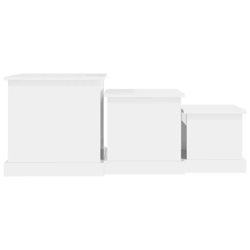 Coffee Table Set Engineered Wood High Gloss White 3 Piece Nesting Living Room