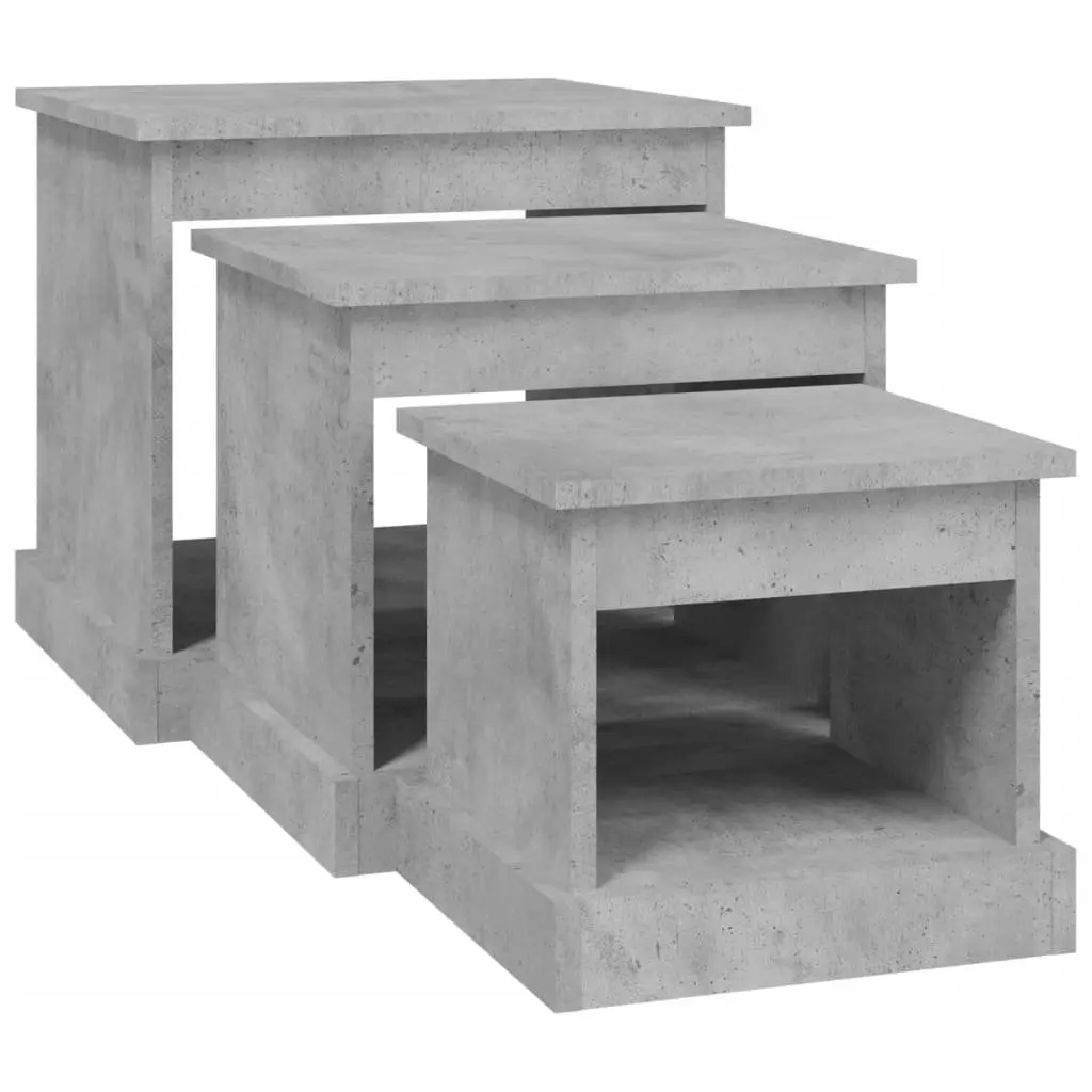 Coffee Table Set 3 Piece Engineered Wood Grey Nesting Tables