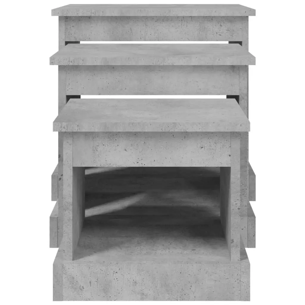 Coffee Table Set 3 Piece Engineered Wood Grey Nesting Tables