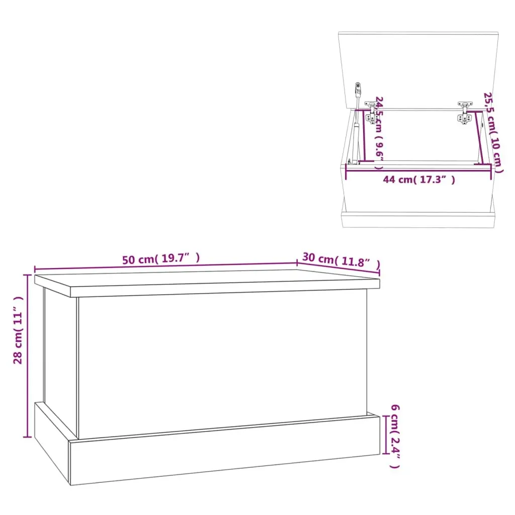 Storage Box Engineered Wood White 50x30x28cm Chest Organiser for Living Room