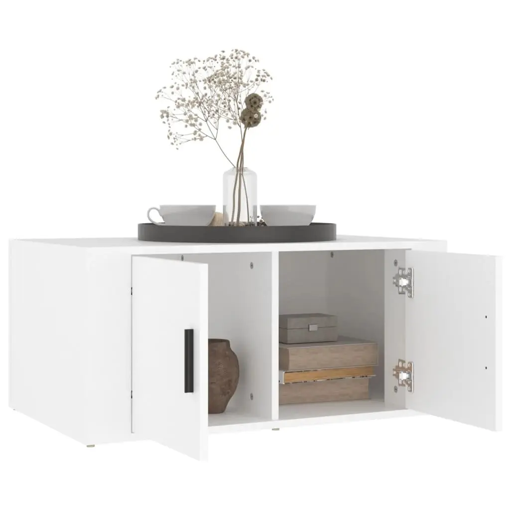 Coffee Table 80x50x36cm Engineered Wood White with Concealed Storage Compartments