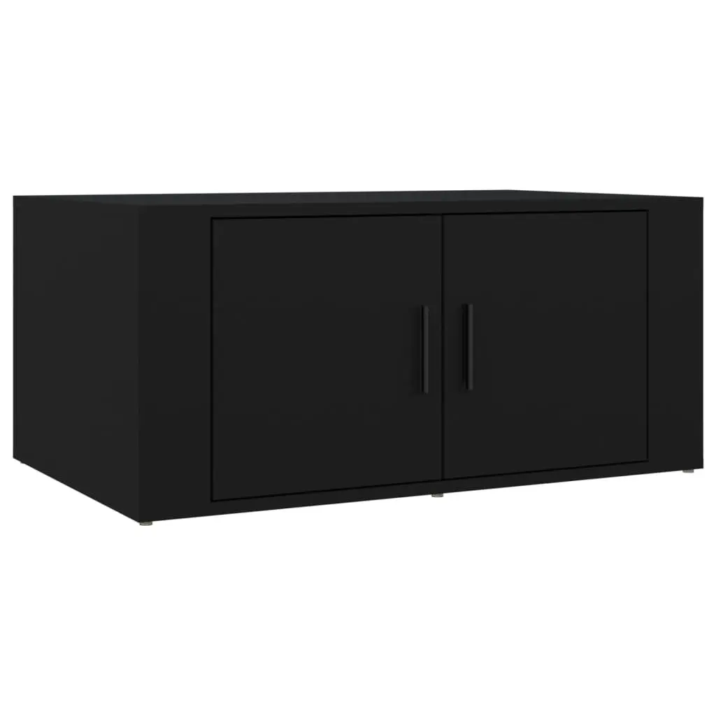 Black Coffee Table Engineered Wood 80x50x36cm Living Room Storage Compartments