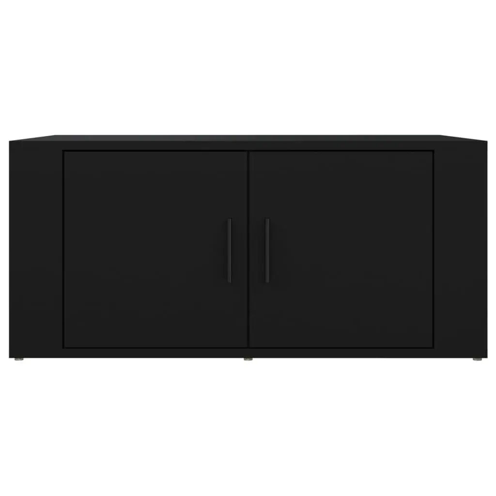 Black Coffee Table Engineered Wood 80x50x36cm Living Room Storage Compartments