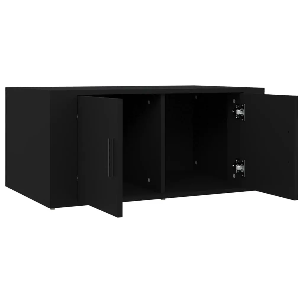 Black Coffee Table Engineered Wood 80x50x36cm Living Room Storage Compartments