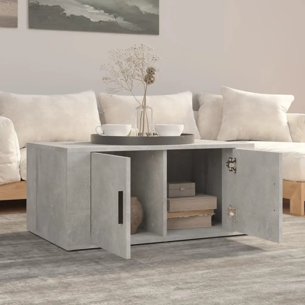 Coffee Table Grey Engineered Wood Storage Compartments Living Room Accent