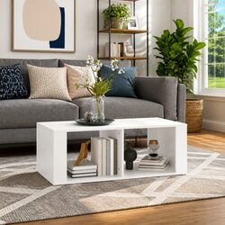 Coffee Table White Modern Storage 100x50x36cm Engineered Wood Side Accent Table