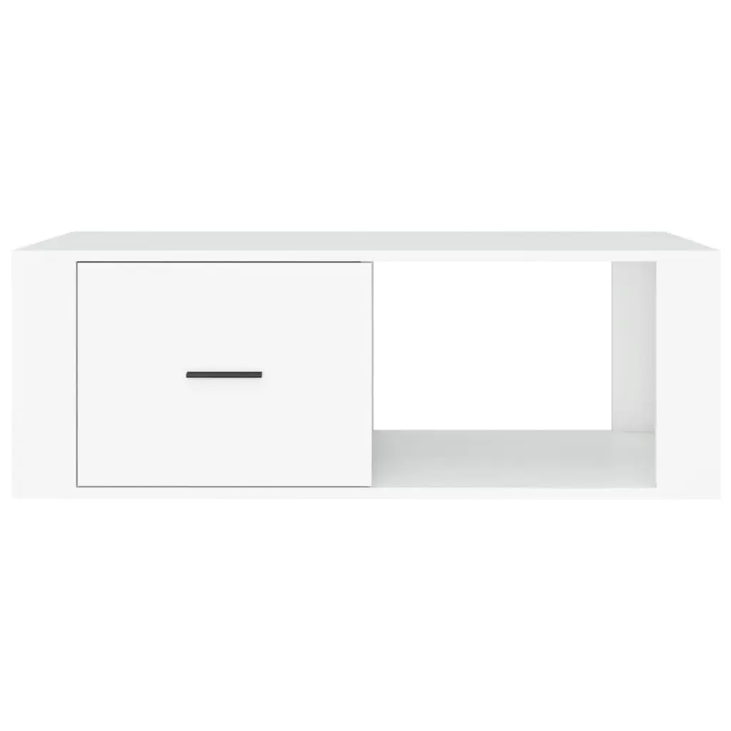 Coffee Table Engineered Wood 100x50.5x35 cm White with Drawer Storage Compartment