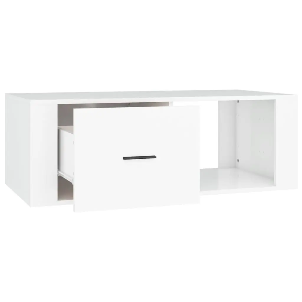 Coffee Table Engineered Wood 100x50.5x35 cm White with Drawer Storage Compartment
