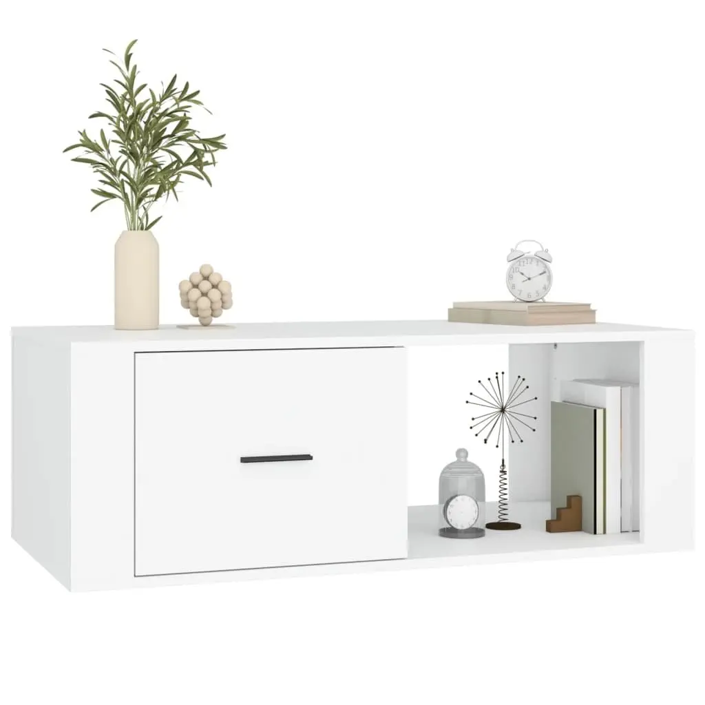 Coffee Table Engineered Wood 100x50.5x35 cm White with Drawer Storage Compartment