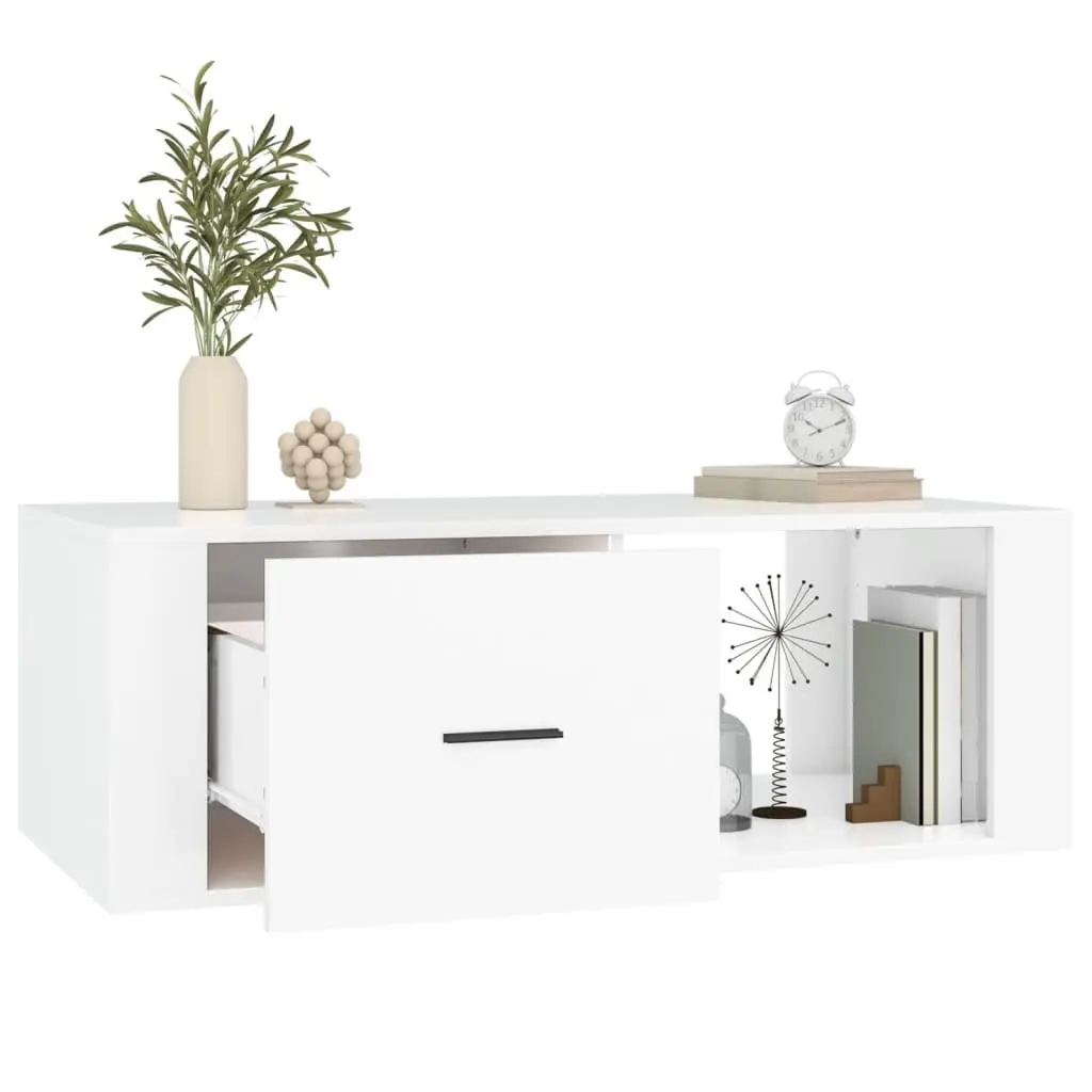 Coffee Table Engineered Wood 100x50.5x35 cm White with Drawer Storage Compartment