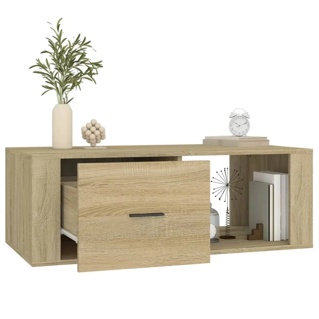 Brown Coffee Table with Drawer and Compartment