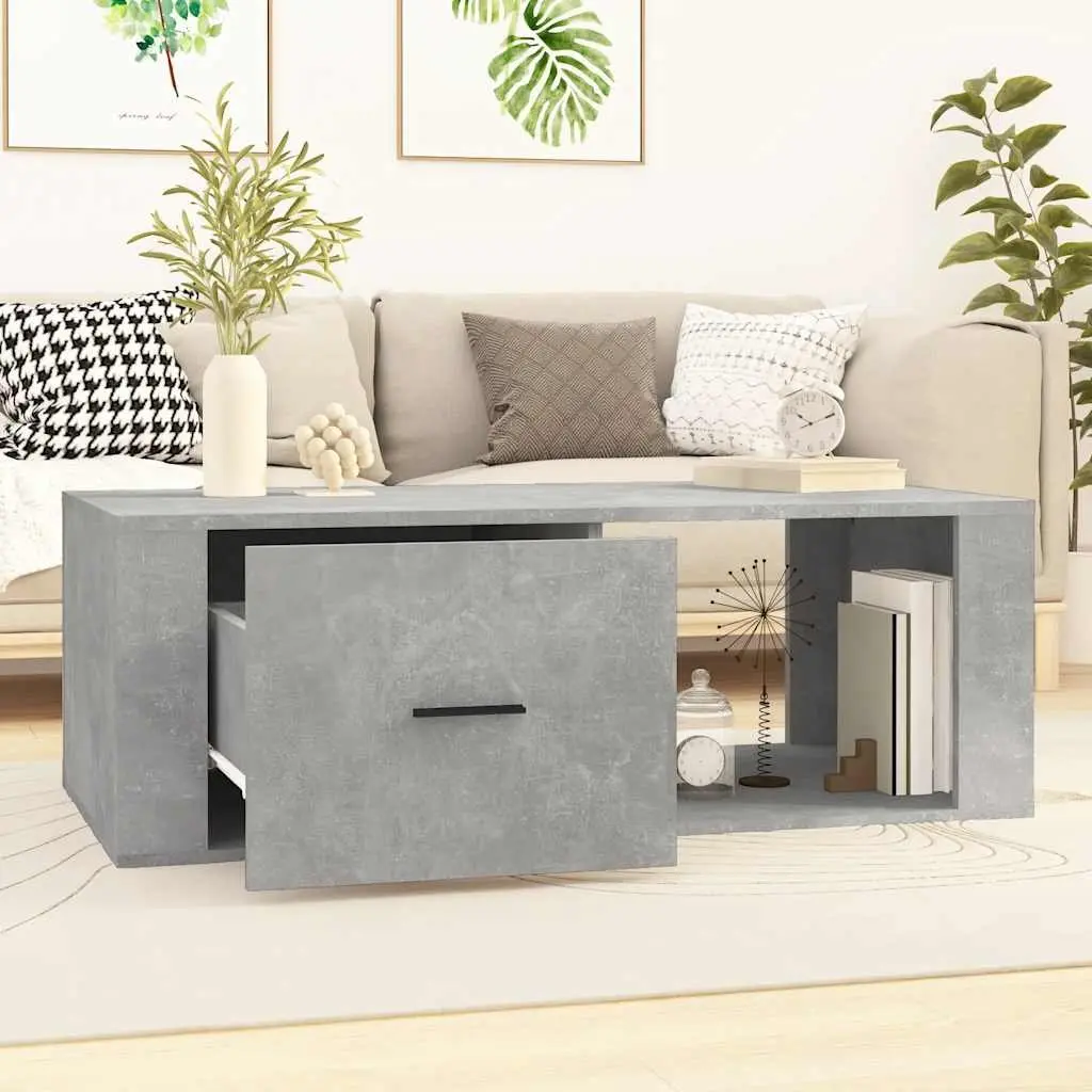 Coffee Table Engineered Wood 100x50.5x35cm Grey Storage Drawer Compartment