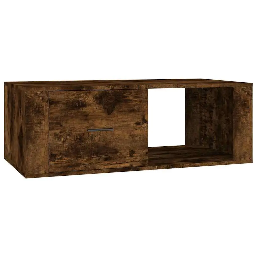 Coffee Table Engineered Wood Brown 100 x 50.5 x 35 cm with Storage Drawer Open Compartment