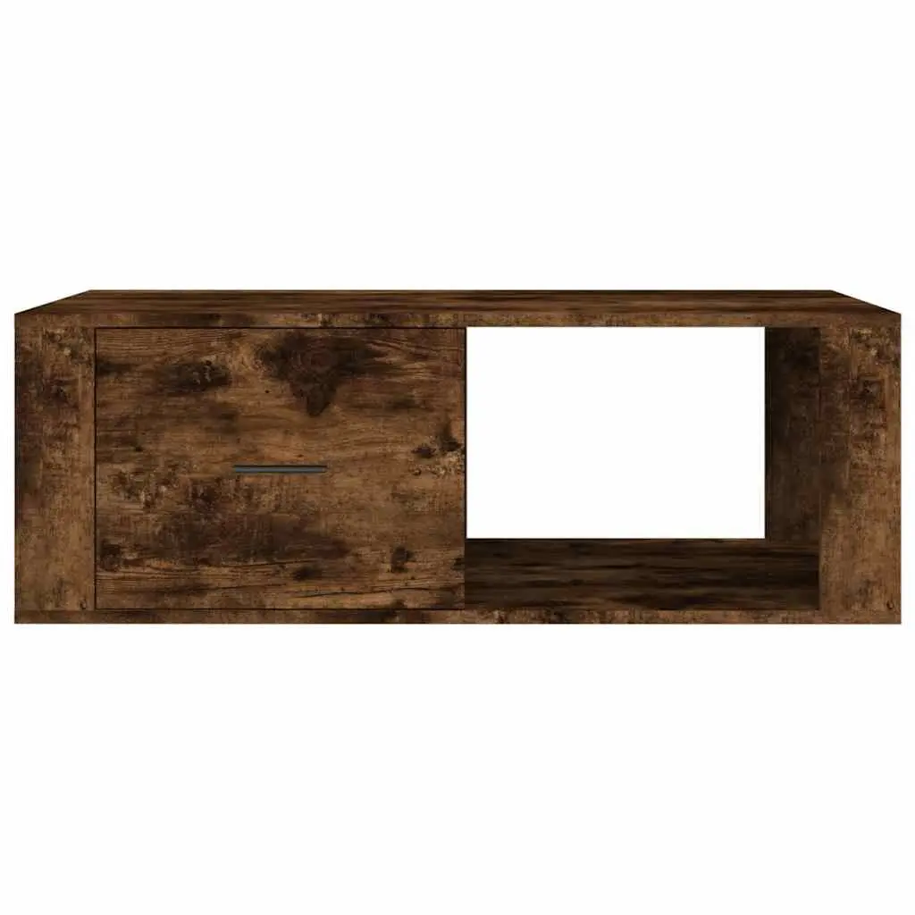 Coffee Table Engineered Wood Brown 100 x 50.5 x 35 cm with Storage Drawer Open Compartment