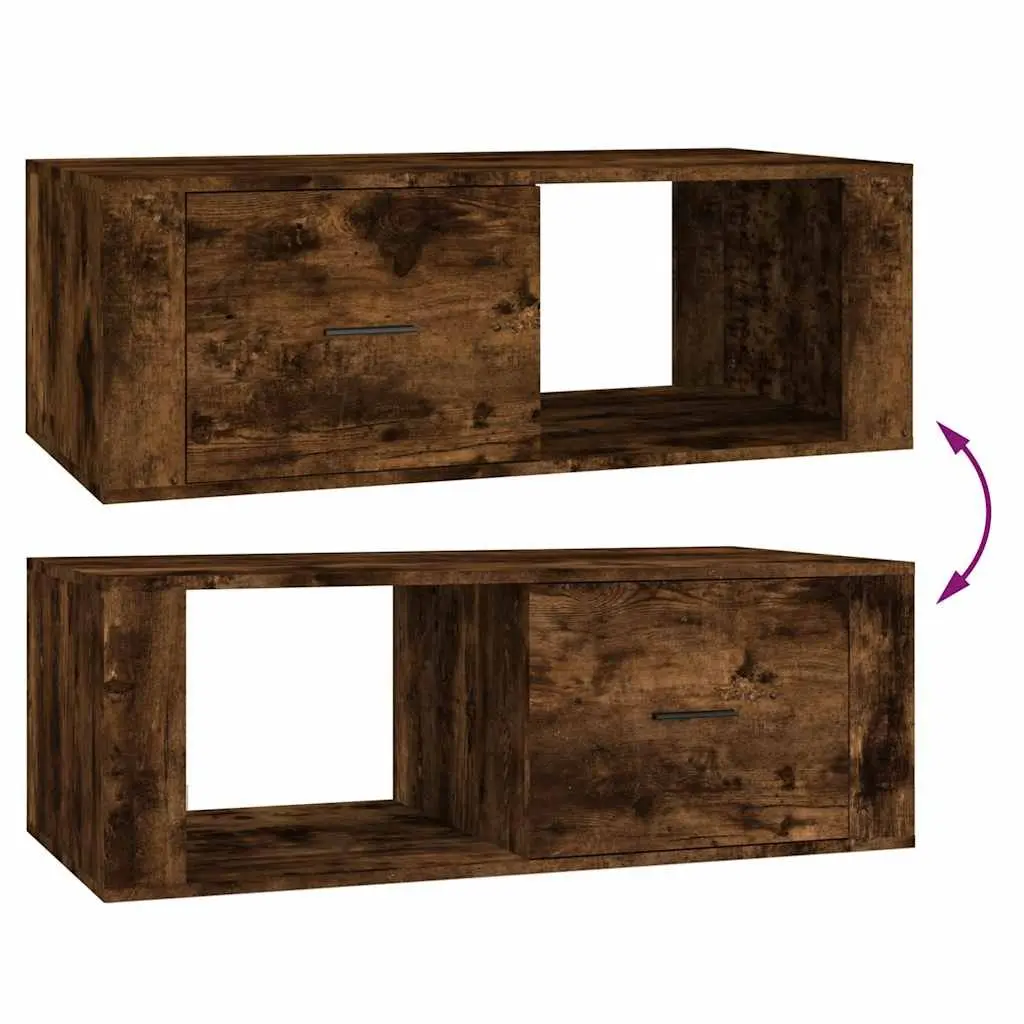 Coffee Table Engineered Wood Brown 100 x 50.5 x 35 cm with Storage Drawer Open Compartment