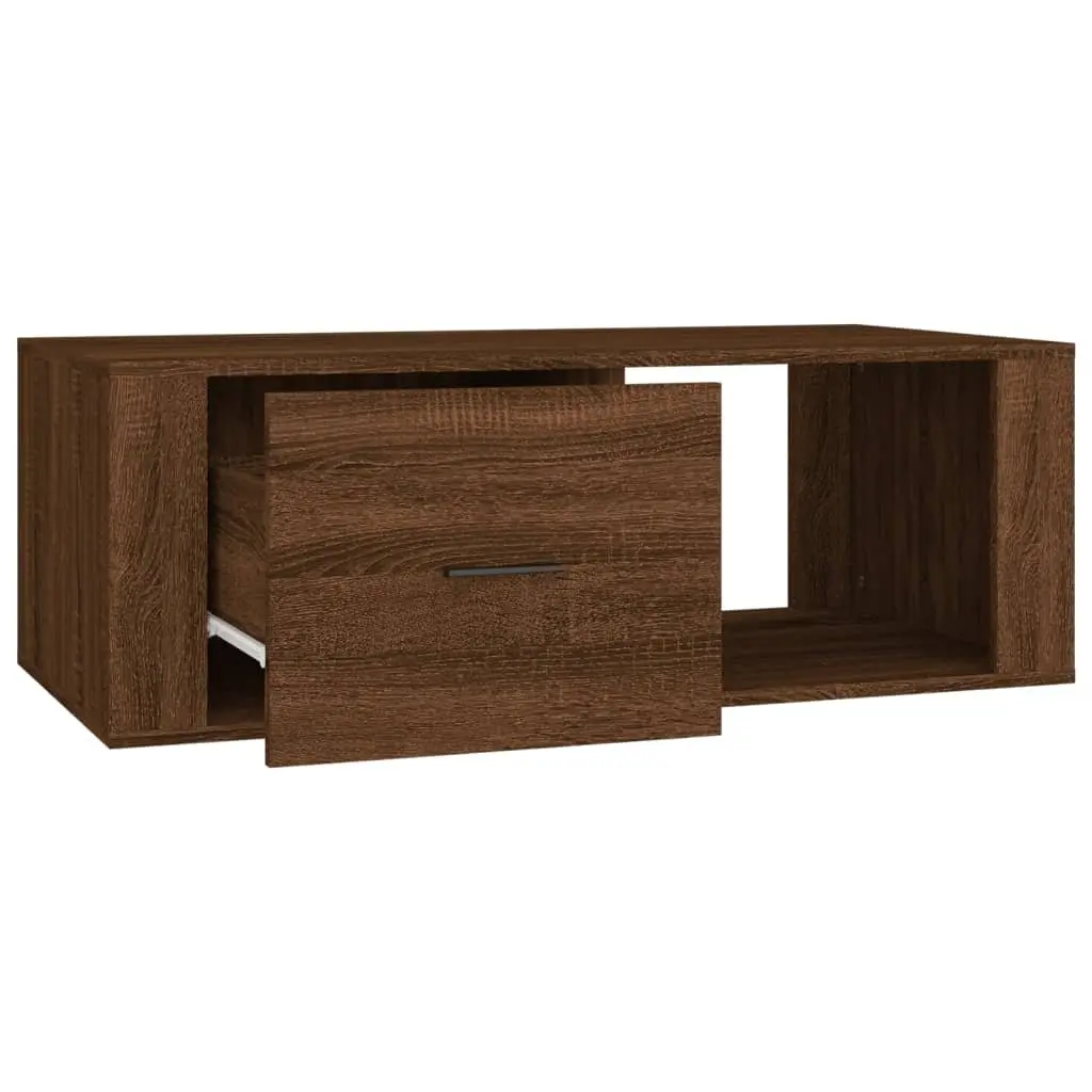 Coffee Table Engineered Wood Brown 100x50.5x35cm with Storage for Living Room