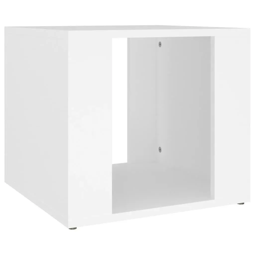 Bedside Table Engineered Wood White Compact Storage Nightstand