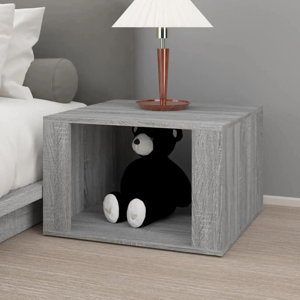 Grey Engineered Wood Nightstand Storage Bedside Table 57x55x36cm