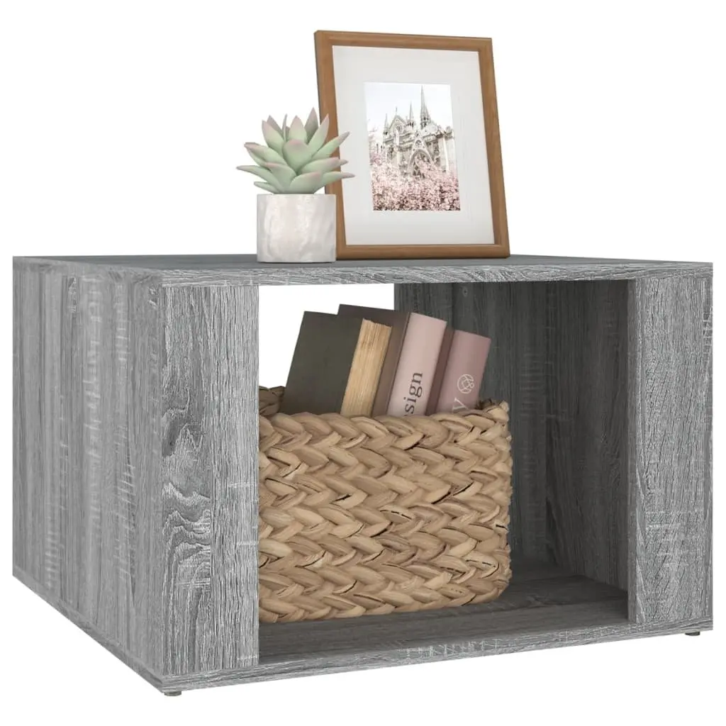 Grey Engineered Wood Nightstand Storage Bedside Table 57x55x36cm