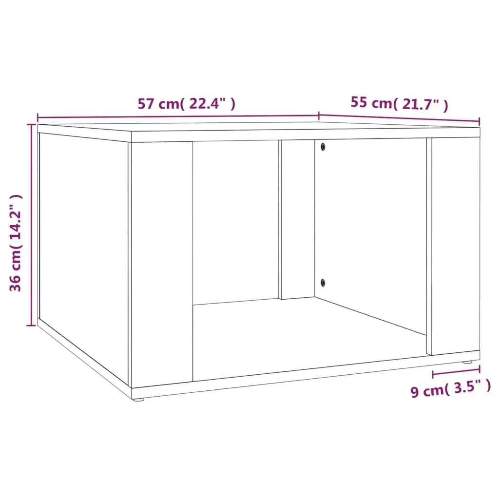 Grey Engineered Wood Nightstand Storage Bedside Table 57x55x36cm
