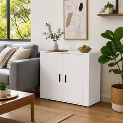 Sideboard White 80x33x70 cm Storage Cabinet Engineered Wood Cupboard Doors