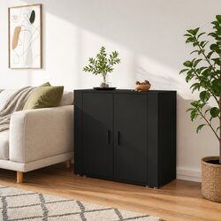 Sideboard Black 80x33x70 cm Storage Cabinet Engineered Wood Cupboard Doors