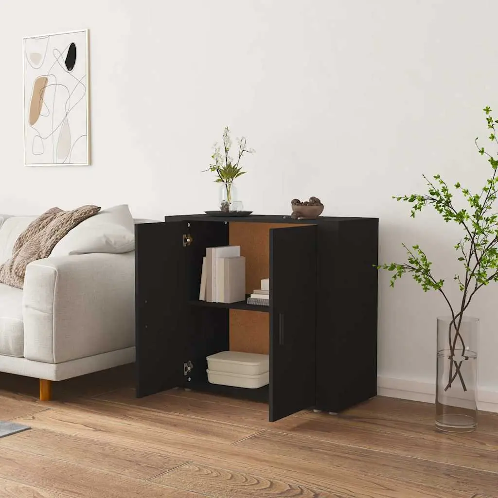 Sideboard Black 80x33x70 cm Storage Cabinet Engineered Wood Cupboard Doors