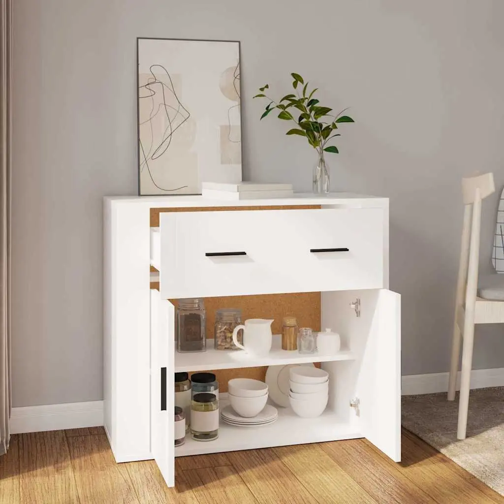 White Sideboard for Organised Storage 80x33x70 cm