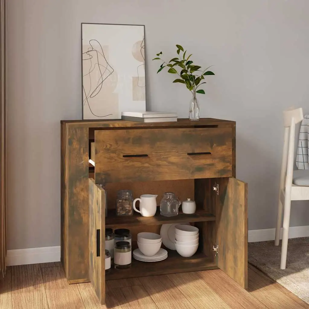 Sideboard Engineered Wood Brown Storage Cabinet with Doors Drawers Compartments 80 x 33 x 70 cm