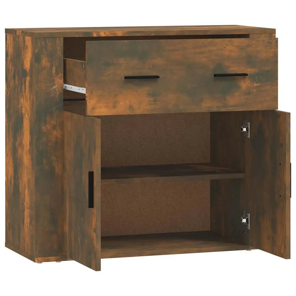 Sideboard Engineered Wood Brown Storage Cabinet with Doors Drawers Compartments 80 x 33 x 70 cm