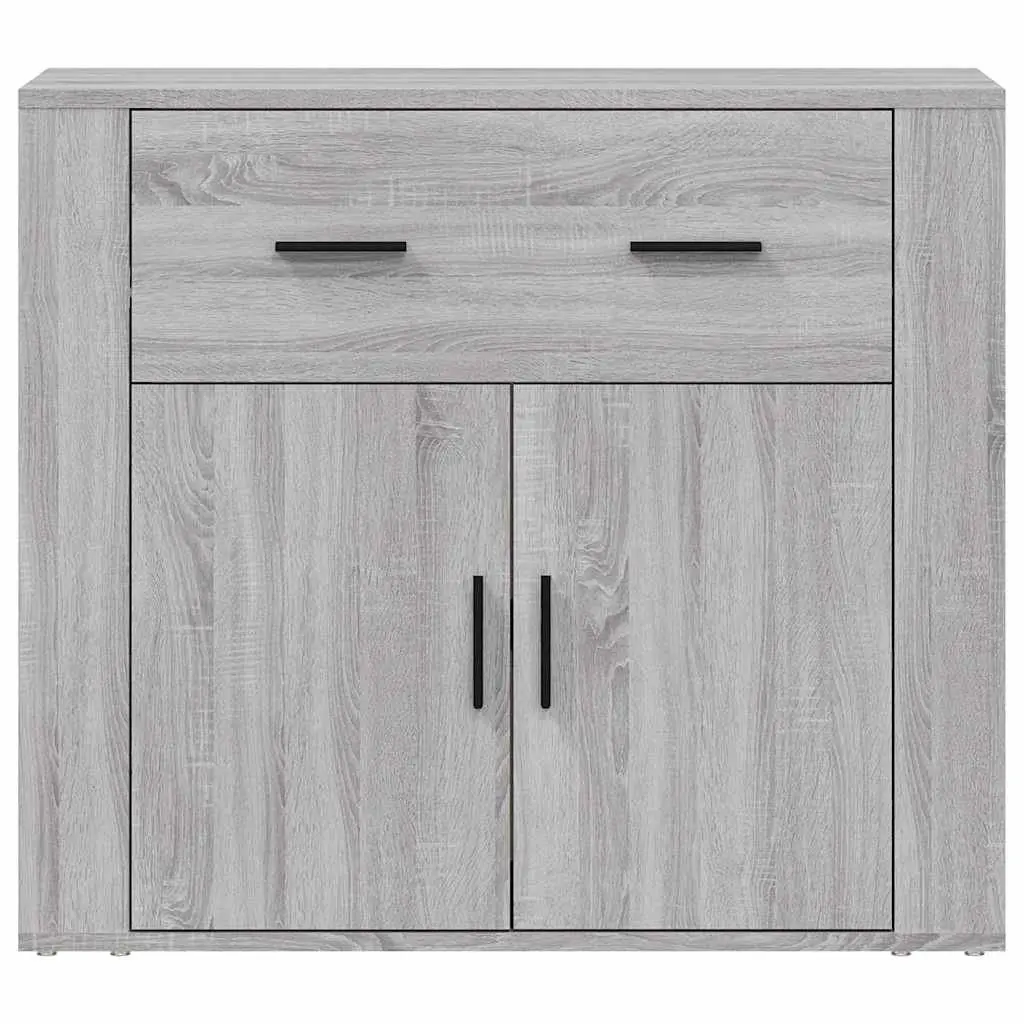 Grey Storage Sideboard Cabinet Engineered Wood 80x33x70cm with Doors and Drawers