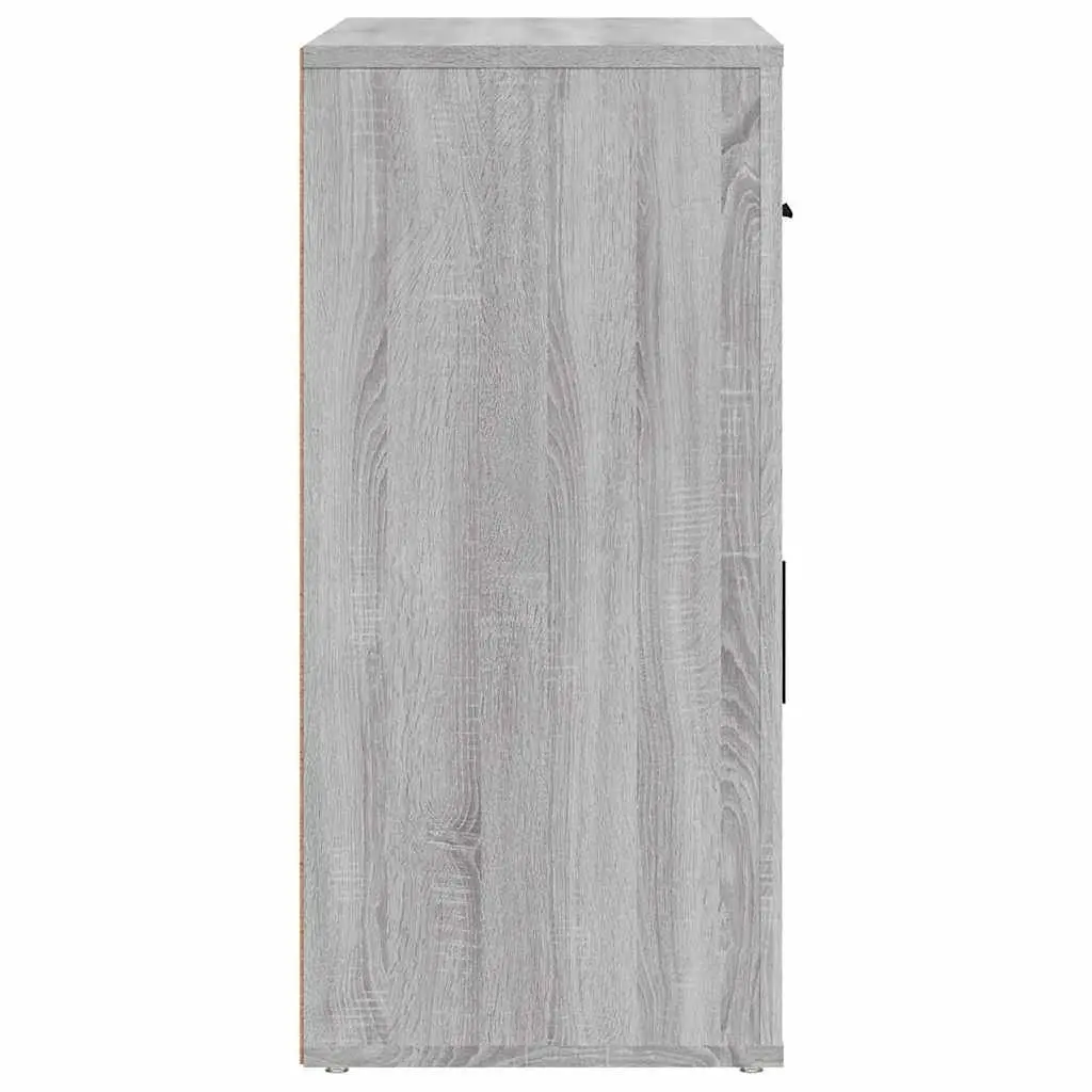 Grey Storage Sideboard Cabinet Engineered Wood 80x33x70cm with Doors and Drawers