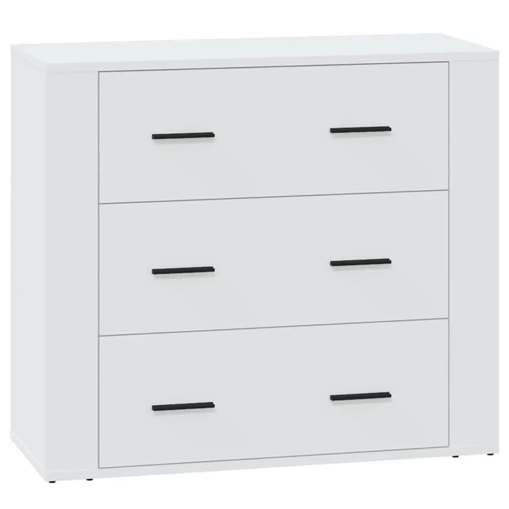 Engineered Wood Sideboard Cabinet White 80x33x70cm 3 Drawers Storage Buffet