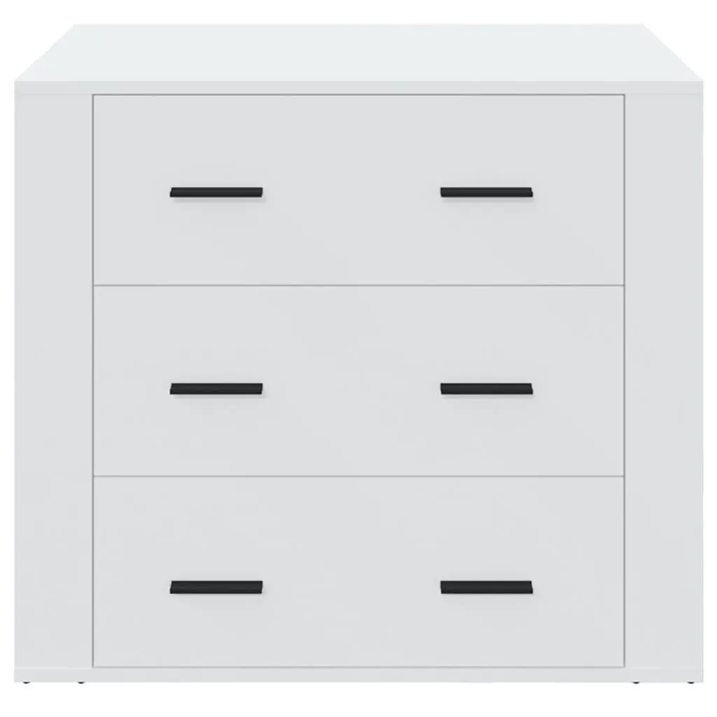 Engineered Wood Sideboard Cabinet White 80x33x70cm 3 Drawers Storage Buffet