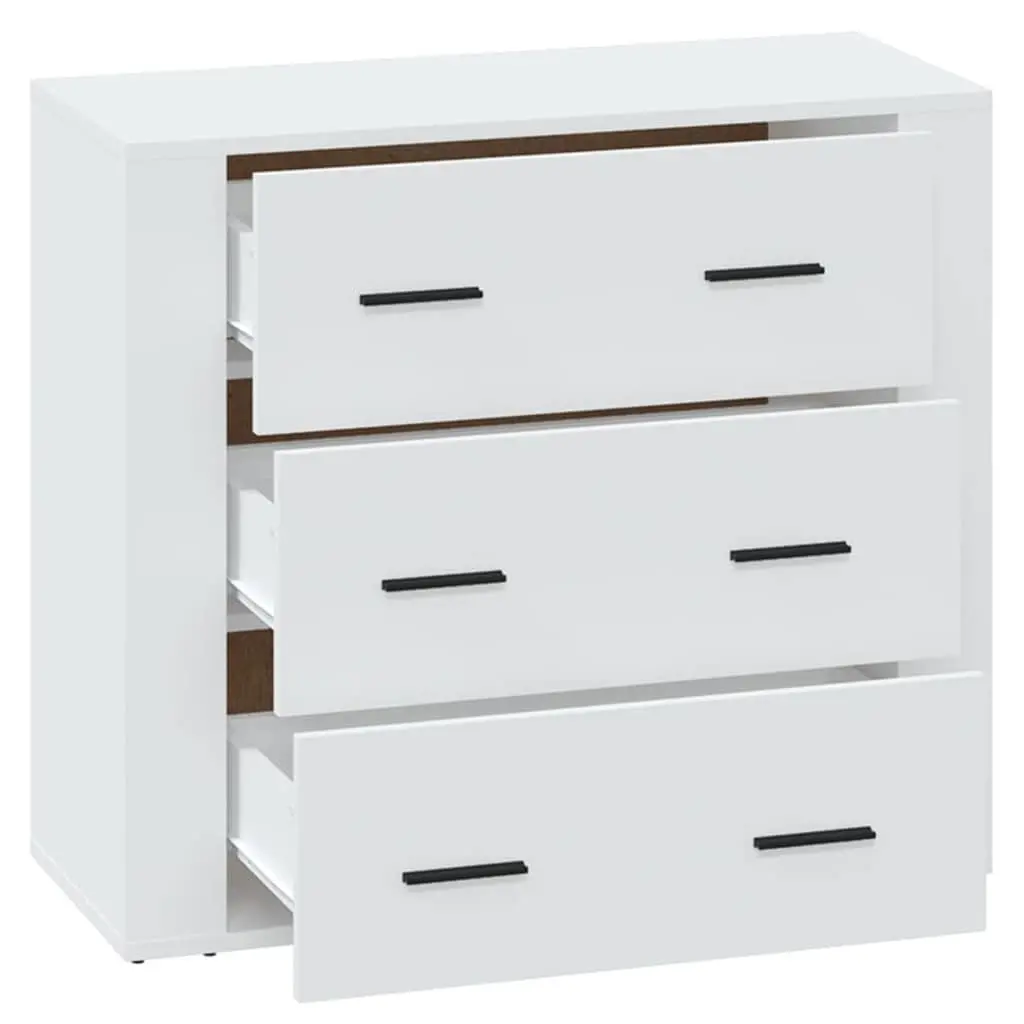 Engineered Wood Sideboard Cabinet White 80x33x70cm 3 Drawers Storage Buffet